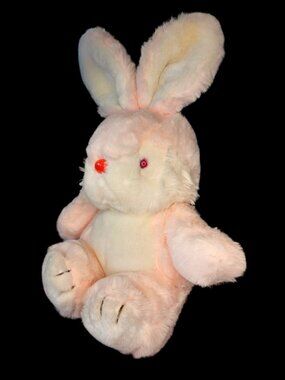 VTG Yangjee Pink Bunny Rabbit Plush Stuffed Animal Red Eyes 16" Easter